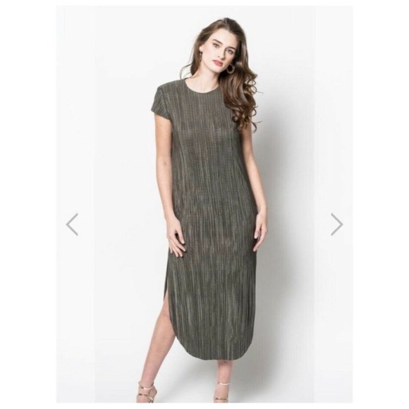 Sabina Musayev Maxi Dress Green Relaxed Fit Minimal Keyhole Back Size L - Picture 1 of 7